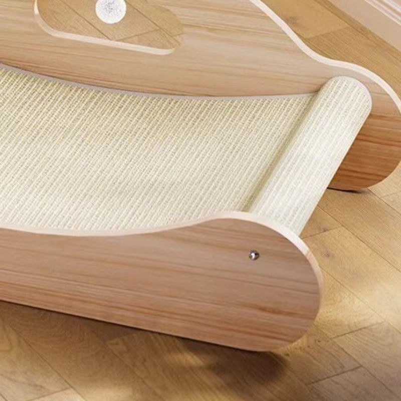 Chaise longue horizontal de sisal para gatos, com zona de arranhar integrada e superfície confortável para descanso